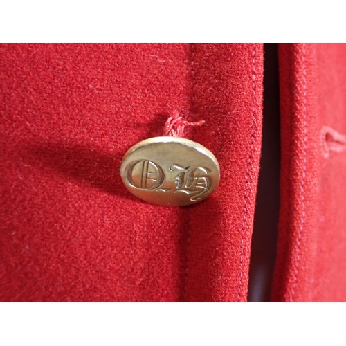 1379 - A Quorn Hunt scarlet Coat with complete set of brass buttons, having belonged to Algernon Burnaby, M... 