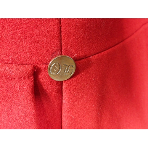 1379 - A Quorn Hunt scarlet Coat with complete set of brass buttons, having belonged to Algernon Burnaby, M... 