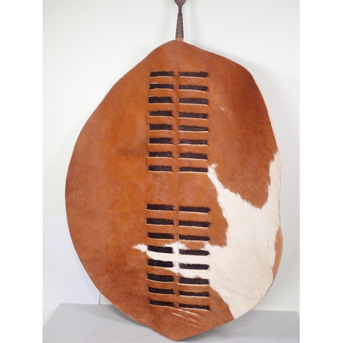 1418 - A Zulu Shield 2ft 8in L x 2ft 2in W and Spear 3ft 9in L