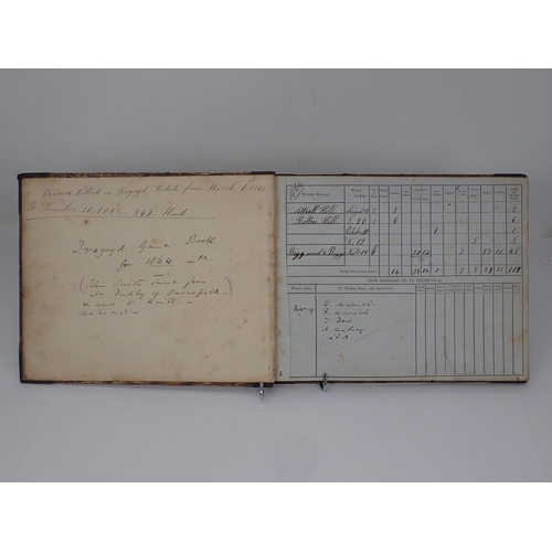 1423 - A Wright's Improved Game Book complete for Tregoyd Estate, Brecon from 1864. The diary notes Red Gro... 