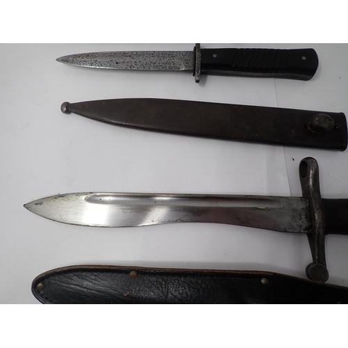 1428 - A WWI German Fighting Knife, a Spanish Bayonet with 'bolo' blade, and a Fairbairn-Sykes style Knife