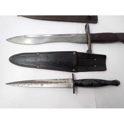 1428 - A WWI German Fighting Knife, a Spanish Bayonet with 'bolo' blade, and a Fairbairn-Sykes style Knife