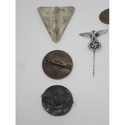 1431 - Two Nazi Party Badges, a Women's Worker Badge, and a selection of Lapel Pins