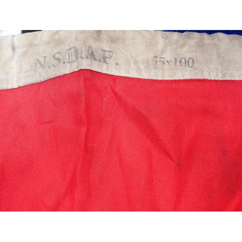 1445 - A small German Nazi Party Flag (marked Munich R.2.M. marked and dated 1943, 55cm x 100cm