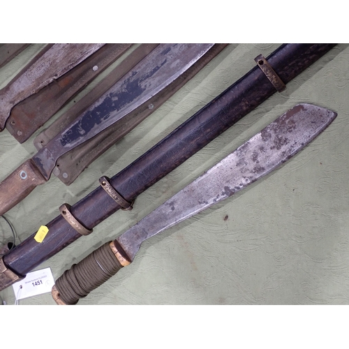 1451 - Four military Machetes, and a reproduction Russian Shashqua