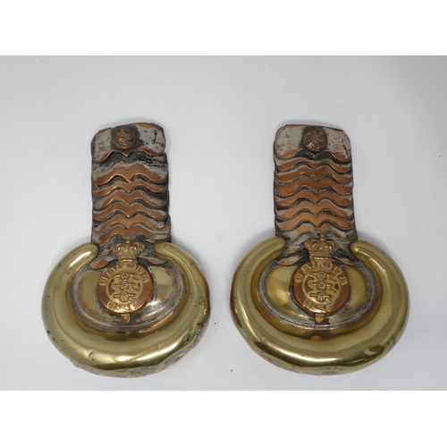 1491 - A pair of Victorian brass Royal Artillery Epaulettes and  pair of King's Crown Royal Artillery Epaul... 