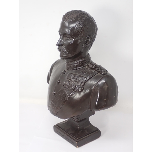 1267 - A ceramic Bust with bronzed finish depicting Colonel Francis D.M. Brown VC, indistinctly signed Jose... 