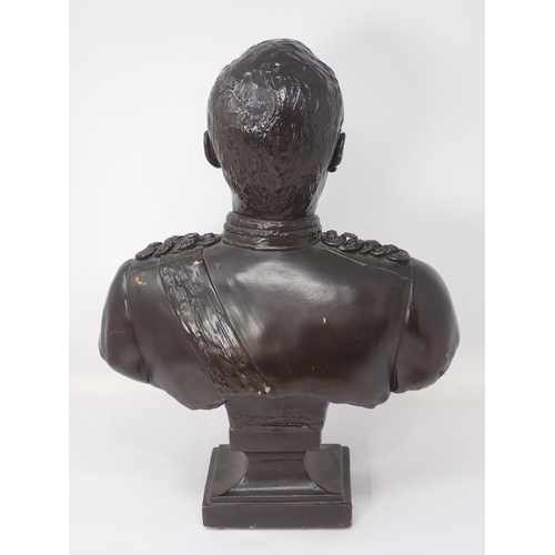 1267 - A ceramic Bust with bronzed finish depicting Colonel Francis D.M. Brown VC, indistinctly signed Jose... 