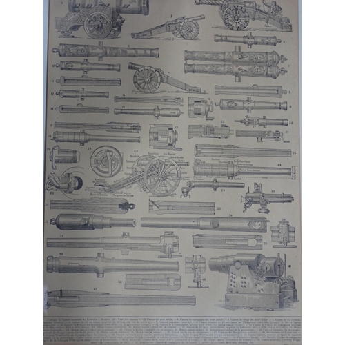 1468 - Five framed Pictures relating to cannon manufacture, gunnery practice, accessories, etc.