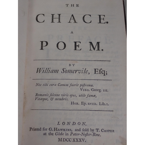 1001 - The Chace. A Poem by William Somerville, leather-bound, Printed for G. Hawkins and Sold By T. Cooper... 