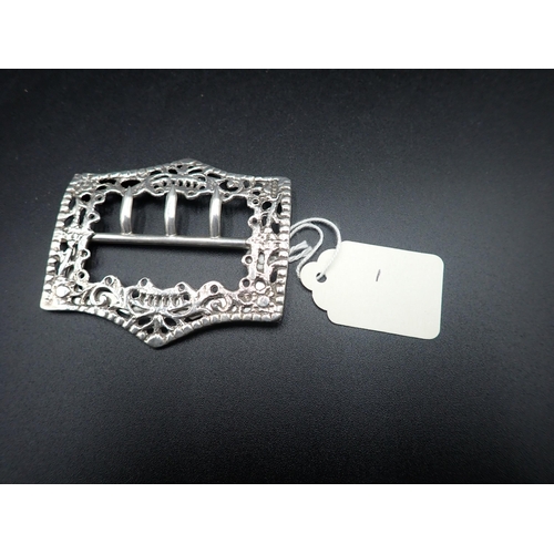 1 - A Victorian silver Nurse's Buckle of shaped rectangular form with pierced design, Chester 1897, make... 