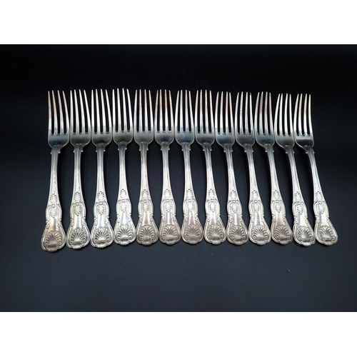 105 - An extensive collection of 19th Century silver Cutlery, King's pattern, engraved Arkwright crest, da... 