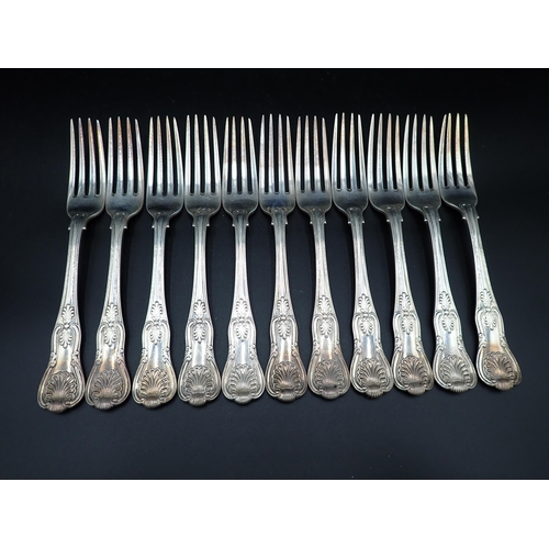 105 - An extensive collection of 19th Century silver Cutlery, King's pattern, engraved Arkwright crest, da... 