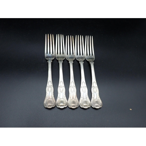 105 - An extensive collection of 19th Century silver Cutlery, King's pattern, engraved Arkwright crest, da... 