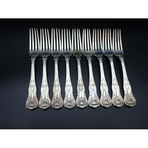 105 - An extensive collection of 19th Century silver Cutlery, King's pattern, engraved Arkwright crest, da... 