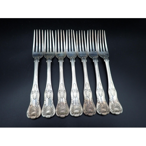 105 - An extensive collection of 19th Century silver Cutlery, King's pattern, engraved Arkwright crest, da... 