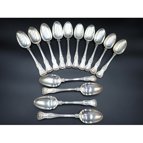 105 - An extensive collection of 19th Century silver Cutlery, King's pattern, engraved Arkwright crest, da... 