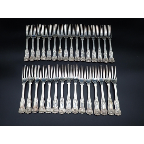 105 - An extensive collection of 19th Century silver Cutlery, King's pattern, engraved Arkwright crest, da... 