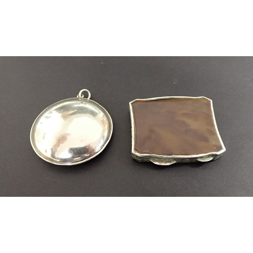 110 - A silver Pill Box with tortoiseshell lid, Birmingham 1921 and a silver mounted Tortoiseshell Pill Bo... 