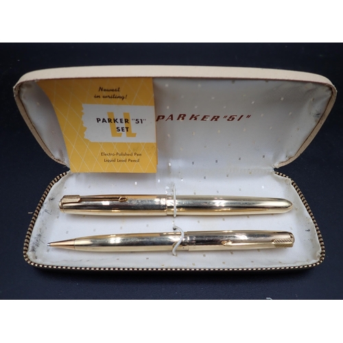 115 - A Parker 51 Signet Duo Set with fountain pen and propelling pencil, in original case