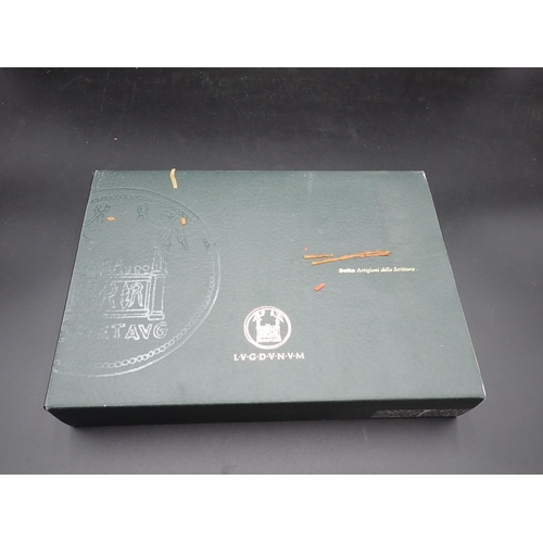 120 - A Delta 'Lugdunum' Fountain Pen, 72/98, green marble case with black cap, 18k nib, in box