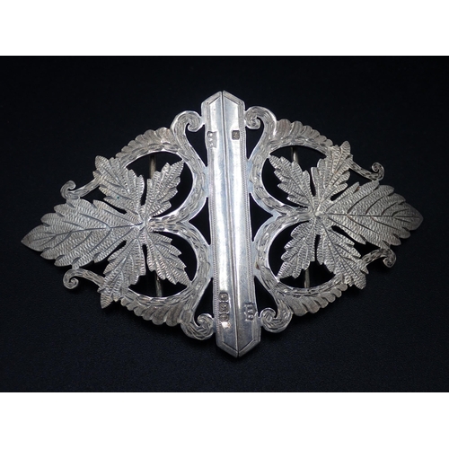 16 - A Victorian silver two-part Nurse's Buckle with engraved vine leaf design, Sheffield 1900, maker: B ... 