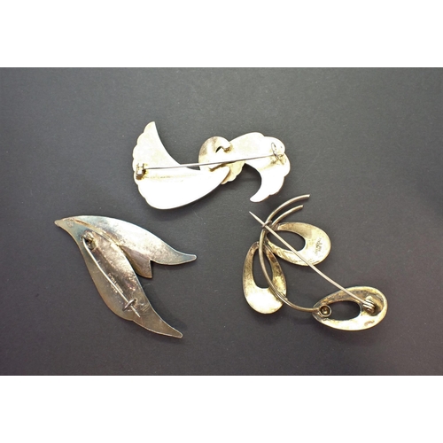 218 - Three Modernist Norwegian sterling silver and white enamel Brooches