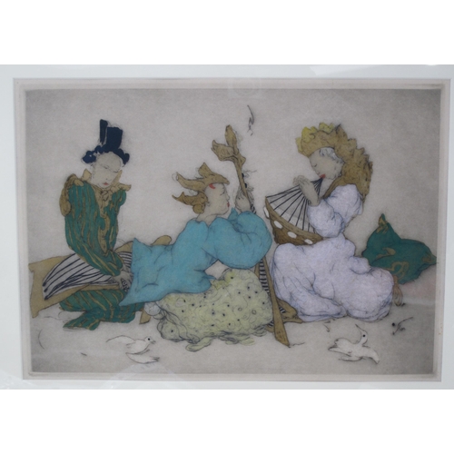 245 - ELYSE ASHE LORD (1900-1971), 'The Concert', coloured etching, pl. 9 x 16in. Provenance: formerly wit... 