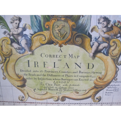 246 - JOHN SENEX (fl. 1702-1740) & JOHN MAXWELL (fl. early 18th Century). A Correct Map of Ireland, divide... 