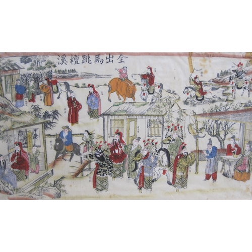 248 - CHINESE SCHOOL, TWENTIETH CENTURY, Figures in boats on a river; and Figures gathered  by a Loggia an... 