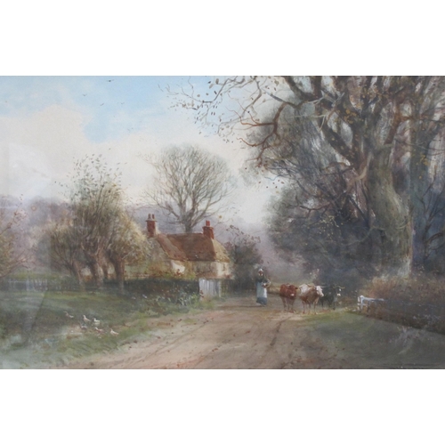 258 - HENRY CHARLES FOX RBA (1860-1929). Hauling Hay at Sway, Hampshire, signed and dated 1922, watercolou... 