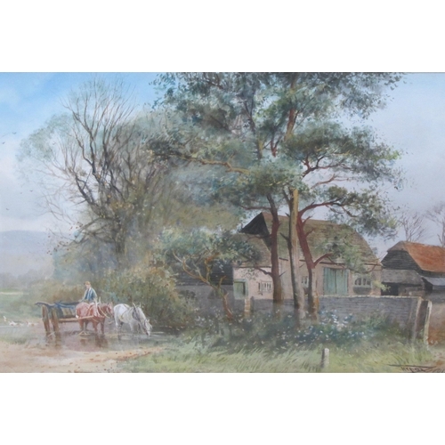 258 - HENRY CHARLES FOX RBA (1860-1929). Hauling Hay at Sway, Hampshire, signed and dated 1922, watercolou... 