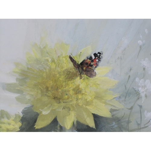 260 - VERNON DE BEAUVOIR WARD (1905-1985). A Tortoiseshell Butterfly on a Yellow Flower, signed and dated ... 