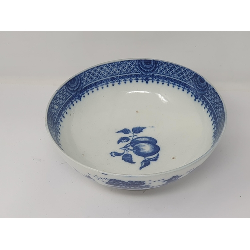 308 - A late 18th or early 19th Century English Bowl with blue and white transfer design of Chinese landsc... 