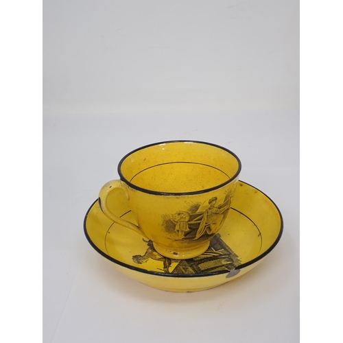 310 - A 19th Century canary yellow English pottery Tea Service comprising Tea Pot (rim chipped), Sucrier, ... 