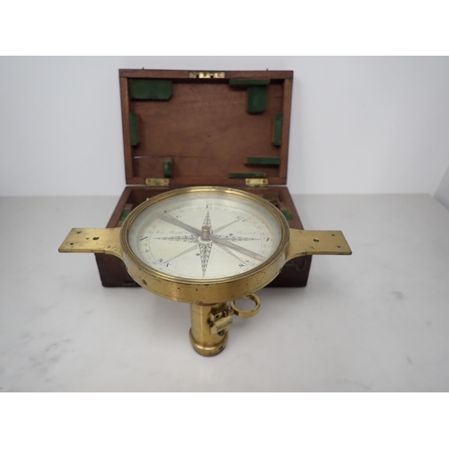 340 - A 19th Century brass cased Marine Sighting Compass with detachable sights, inscribed John Braham, Br... 