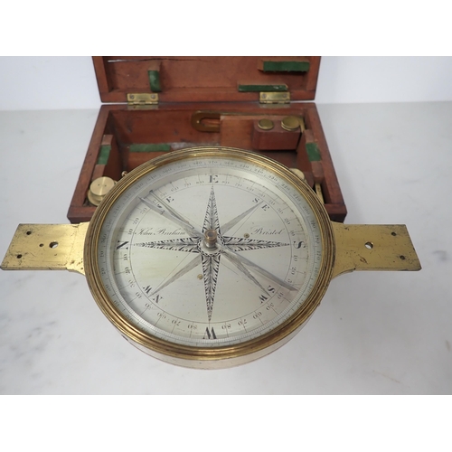 340 - A 19th Century brass cased Marine Sighting Compass with detachable sights, inscribed John Braham, Br... 