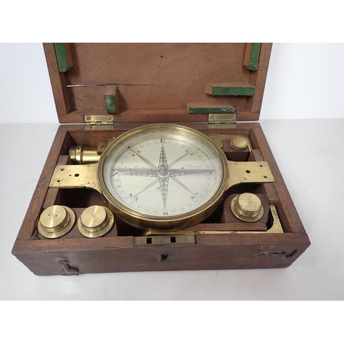 340 - A 19th Century brass cased Marine Sighting Compass with detachable sights, inscribed John Braham, Br... 