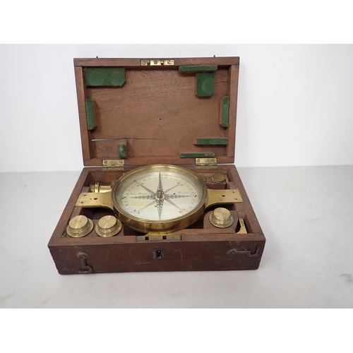 340 - A 19th Century brass cased Marine Sighting Compass with detachable sights, inscribed John Braham, Br... 