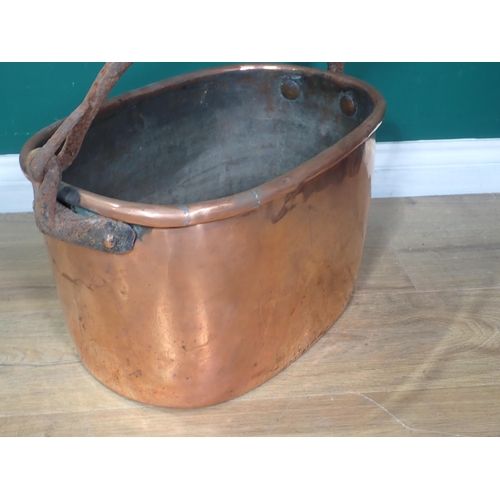 341 - A large 19th Century copper Cooking Pot with iron handle 18in W x 11in H