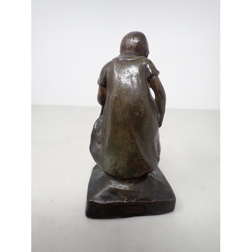 343 - A bronze Figure of a young Girl, 'Anna', signed C.J. Eldh, 1873-1954, 6in, 92/1226, stamped with Fou... 