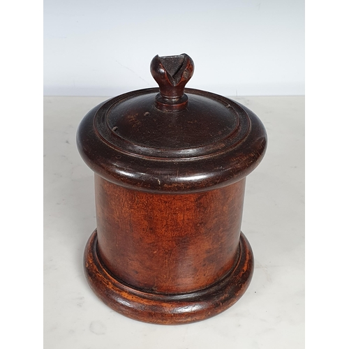 371 - A late 18th Century/early 19th Century Lignum Vitae String Barrel, the threaded cover with cutter fi... 