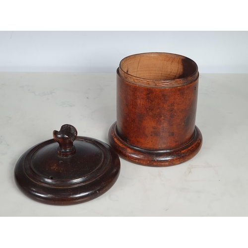 371 - A late 18th Century/early 19th Century Lignum Vitae String Barrel, the threaded cover with cutter fi... 