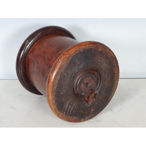 371 - A late 18th Century/early 19th Century Lignum Vitae String Barrel, the threaded cover with cutter fi... 