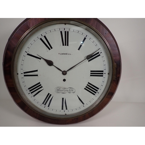 400 - A 19th Century mahogany cased circular Wall Clock with white enamel circular dial inscribed Tummell,... 