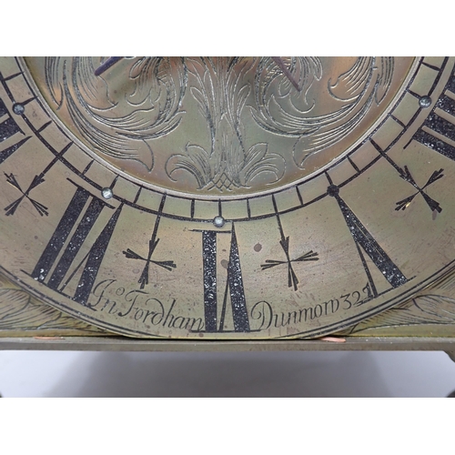 403 - A 17th Century style brass cased lantern type Clock with circular dial inscribed Jn Fordham, Dunmow ... 