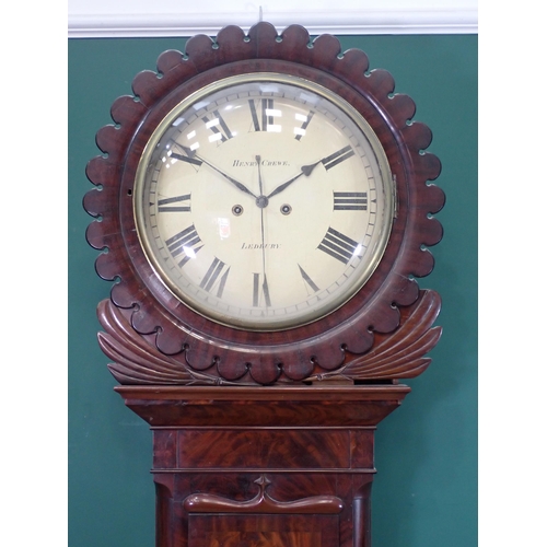 406 - A 19th Century mahogany cased Drop Dial Wall Clock with convex enamel dial inscribed Henry Crewe, Le... 