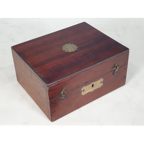 420 - A Cupping Set in mahogany, Box containing two cups, a Down Bros Burner, and a Scarifier, 7¼in W