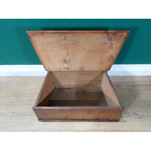 427 - An 18th Century elm Candle Box, the sloping hinged cover with studded leather hinge, 19in W