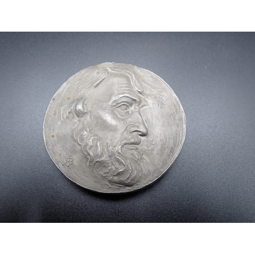 44 - A modern silver Medallion commemorating 150 years of The London Library, with head of Thomas Carlyle... 